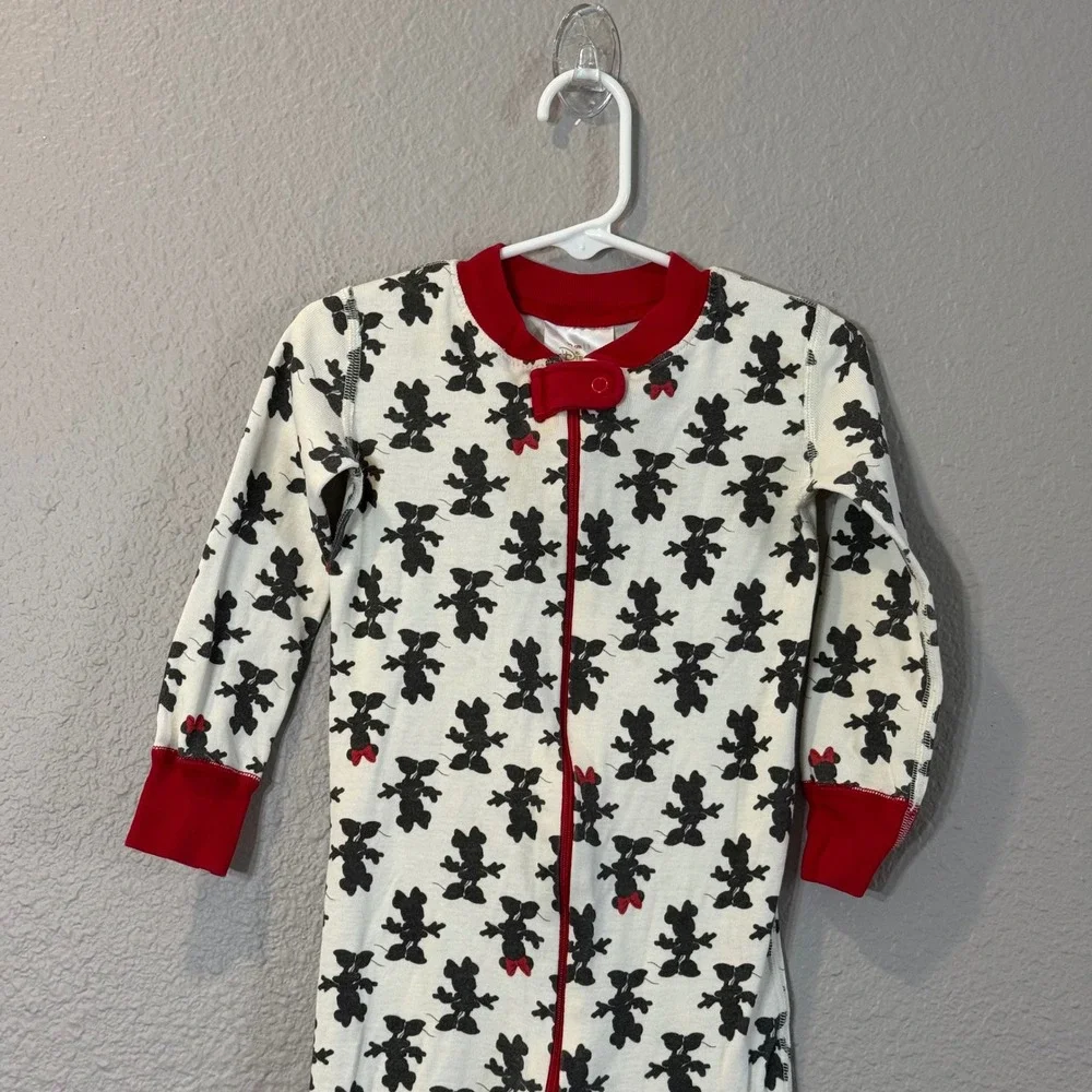 Hanna Andersson Disney Size 3 90cm White‎ Minnie Mouse One Piece Zip Pajamas